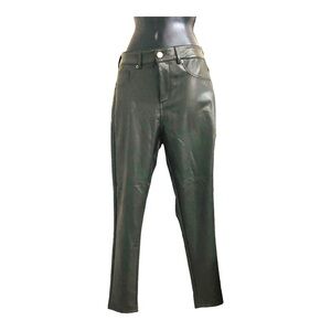 olive green soft super high waist perfect fit vegan leather pants size large new